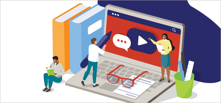 Little people standing on a laptop